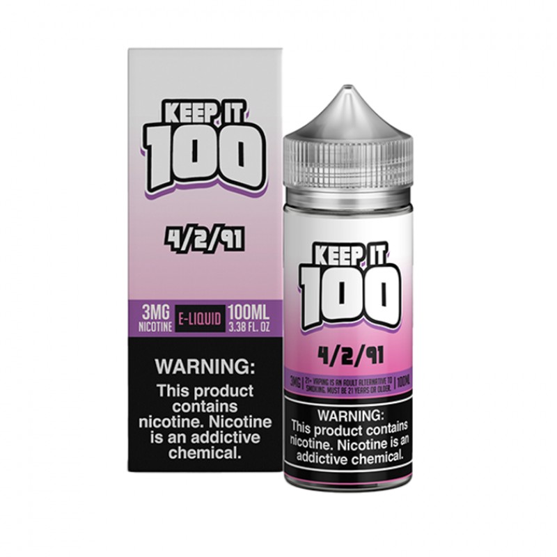 4/2/91 by Keep It 100 Tobacco-Free Nicotine Series E-Liquid