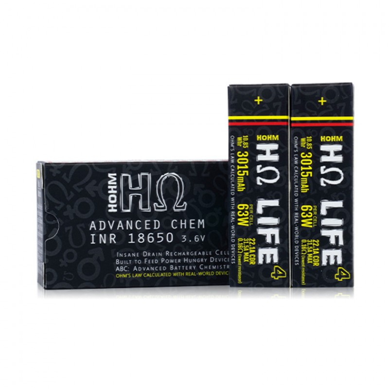 Hohm Tech Hohm Life 18650 3015mAh 22.1A Battery (2-Pack)